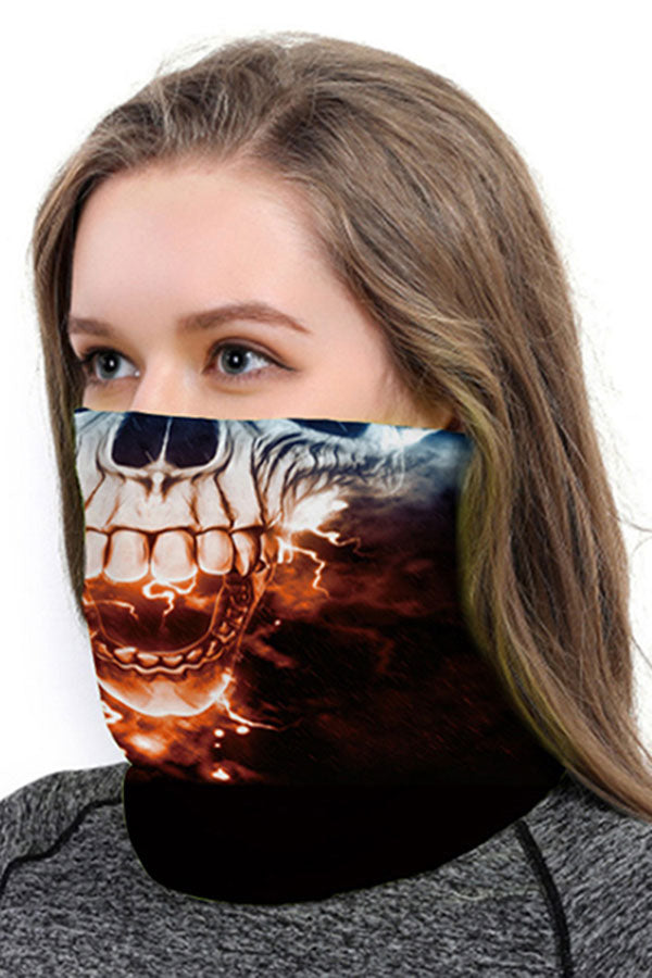 Windproof Skull Print Neck Gaiter For UV Protection