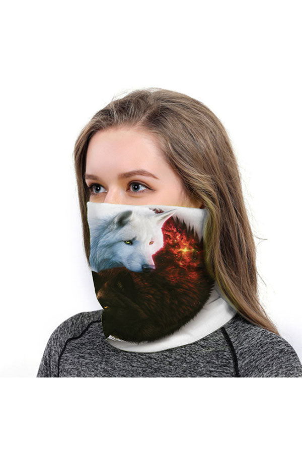 Fox Print Head Wear Animal Print Neck Gaiter For Dust Protection