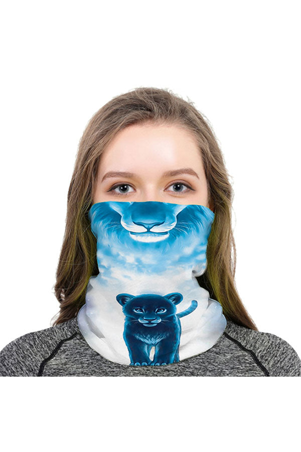 Ombre Shield Scarf Lion Print Neck Gaiter For Outdoor Sports