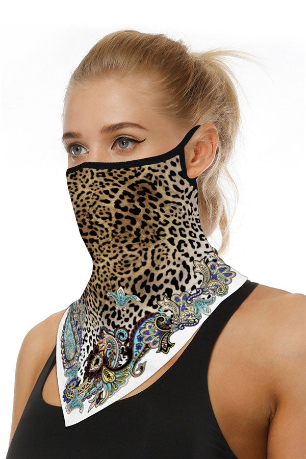 Leopard Print Breathable Earloop Neck Gaiter For Outdoor Sports