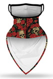 Skull Rose Print Neck Gaiter Breathable Magic Scarf Headwrap