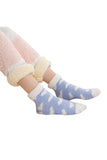 Womens Heart Print Sleep Warm Fuzzy Socks Blue
