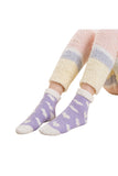 Women's Heart Print Cute Floor Fuzzy Socks Purple