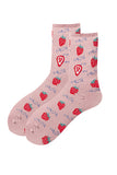 Women's Colorful Novelty Funny Strawberry Print Cotton Crew Socks