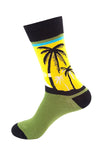 Funny Tropical Print Casual Cotton Crew Socks Yellow