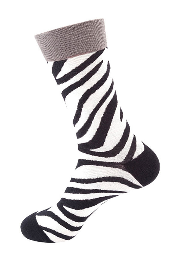 Funny Zebra Print Casual Cotton Crew Socks For Women