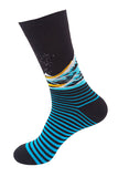 Women's Colorful Novelty Striped Wave Print Casual Cotton Crew Socks