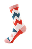 Women's Zigzag Print Colorful Novelty Casual Cotton Crew Socks