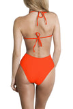 V Neck Cross Backless High Cut One-Piece Swimsuit