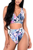 V Neck Crop Top High Cut Two Piece Swimsuit