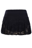 Sexy Crochet Lacy Plain See Through Mini Skirt Swim Bottom Black