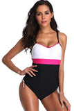 Plus Size Color Block Cinched Sleeveless One Piece Swimsuit