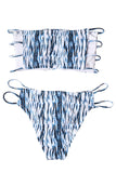 Sexy Bandeau Top Strappy Cut Out Tie Dye High Cut Bikini Set Blue