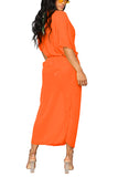 Half Sleeve Twist Swimsuit Cover Up Dress Orange