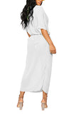 V Neck Twist Front Half Sleeve Cover Up Dress White