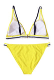 Triangle Top Striped High Cut Bikini Set Yellow