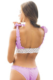 Polka Dot Print Knot Keyhole Bikini Set Light Purple