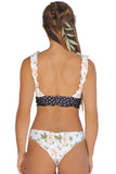 Floral Print Knot Keyhole Bikini Set White