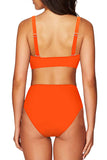 Square Neck High Cut Two Piece Swimsuit Orange