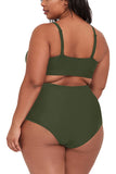 Plus Size Tummy Control High Waisted Bikini Set Olive