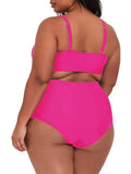 Women's Plus Size Ruched Tummy Control High Waisted Bikini Set