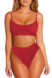 High Cut Cheeky Two Piece Bikini Swimsuit Red