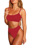 High Cut Cheeky Two Piece Bikini Swimsuit Red