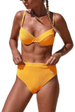 Solid High Waisted Bikini Set Yellow