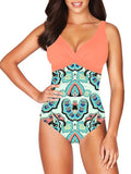 One Piece Bathing Suits V Neck Tummy Control Swimsuits for Women