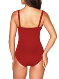 One Piece Bathing Suits V Neck Tummy Control Swimsuits for Women