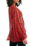 Open Front Leopard Kimono Cardigan Berry Red