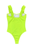 Ribbed Knit High Cut One Piece Swimsuit Yellow