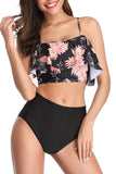 Off The Shoulder Ruffle Floral Two Piece Swimsuit