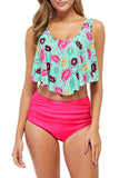 Donut Print High Waisted Two Piece Swimsuit