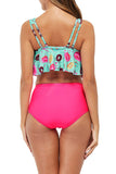 Donut Print High Waisted Two Piece Swimsuit