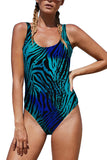 Scoop Neck Backless Animal Pattern One Piece Swimsuit