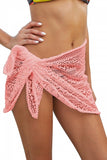 Solid Crochet Sarong Cover Up For Women Pink