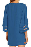 Sheer Half Sleeve Open Front Summer Solid Cover Up Sapphire Blue