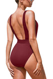 Scoop Neck Ribbed One Piece Swimsuit With Belt