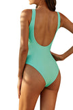 Knot Front Cut Out High Cut One Piece Swimsuit Green