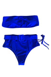 Bandeau Belt High Waisted Bikini Set Sapphire Blue