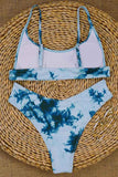 Scoop Neck Tie Dye Bikini Set Turquoise