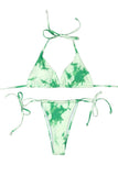 Women's Backless Halter Tie Dye String Triangle Bikini Set