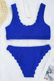 Two Piece Swimsuit For Women Scoop Neck Scalloped Hem Bikini Bathing Suit