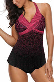 Women's V Neck Halter Tankini Top With Panty Two Piece Swimsuit