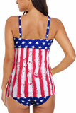 Women's Two Piece Tankini Swimsuit American Flag Print Swimwear
