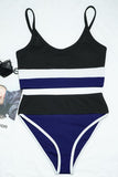 Women's 2 Piece Swimwear Color Block Scoop Neck High Waisted Bikini Set