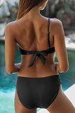 Ruffle One Shoulder Solid Bikini Set Black