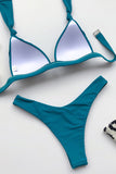 Sexy Knot Straps Halter High Cut Bikini Set Turquoise