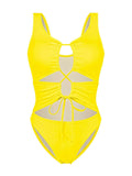 High Leg Cut Out Ruched One Piece Swimsuit for Women